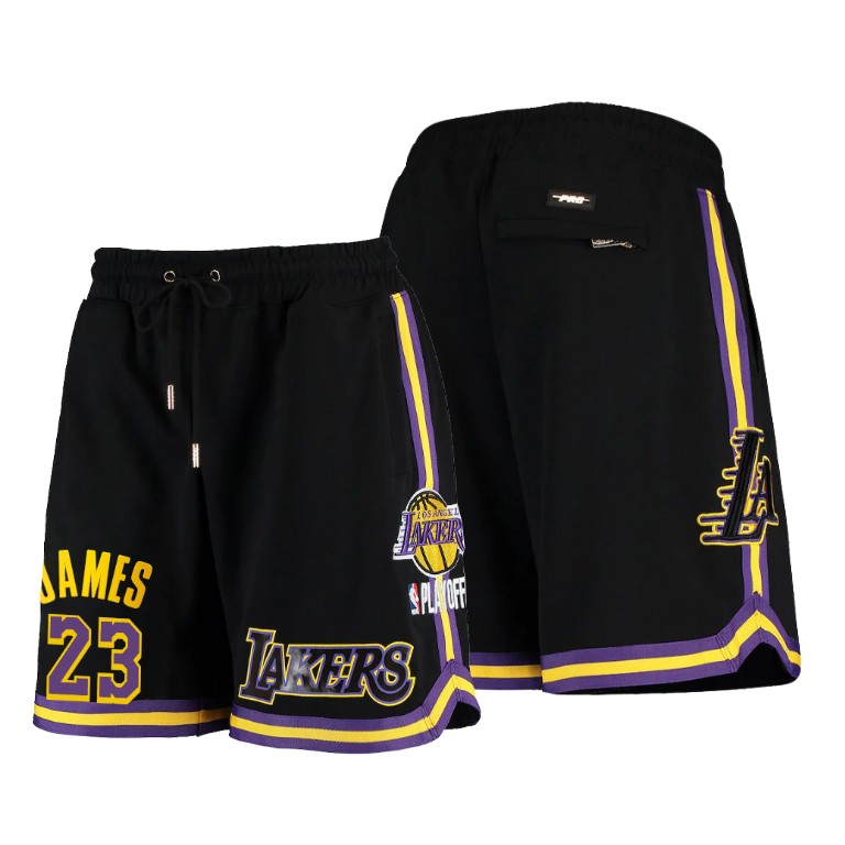 Men's Los Angeles Lakers LeBron James #23 NBA Pro Standard Player Icon Edition Black Basketball Shorts HXD4683AP